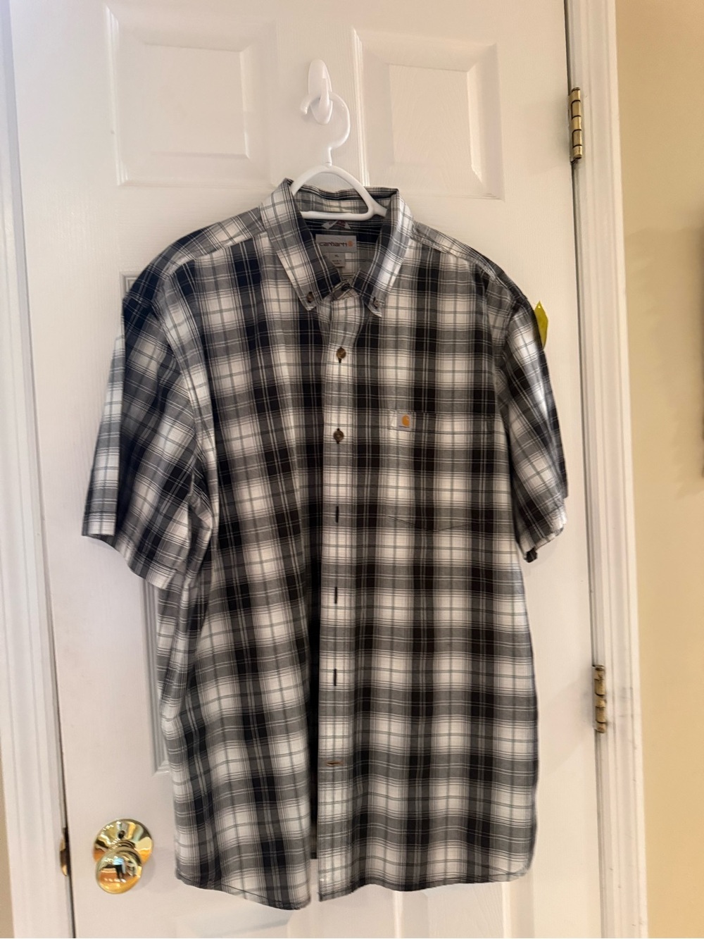 Carhartt Black & White Plaid Short-Sleeve Button-Down Shirt